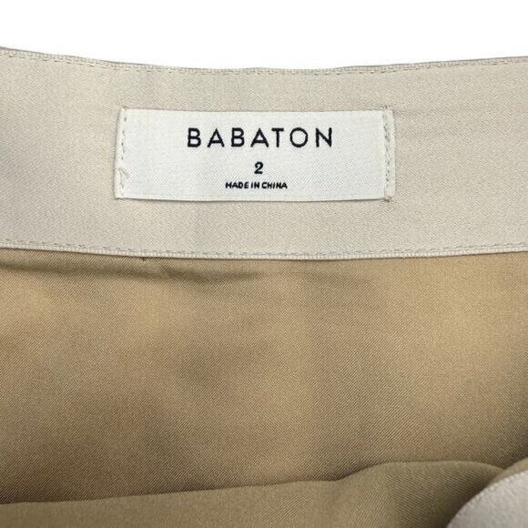 Aritzia Babaton Vegan Leather Mini Skirt In Beige Women's Size 2 - Picture 3 of 5